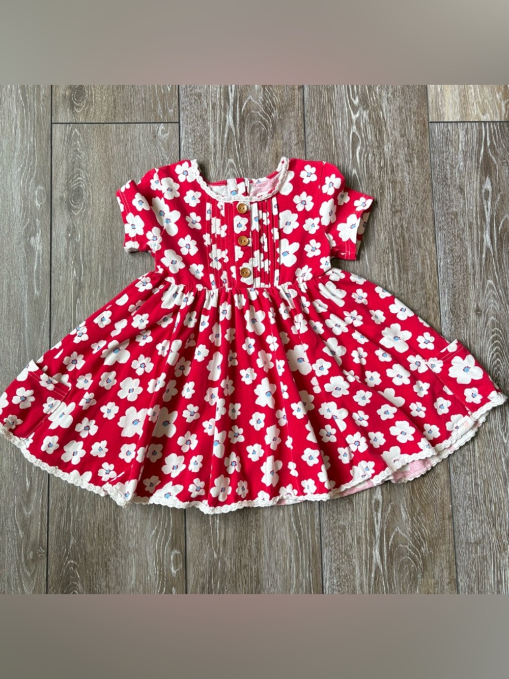 Sweet Honey Floral Dress with Lace Trim
